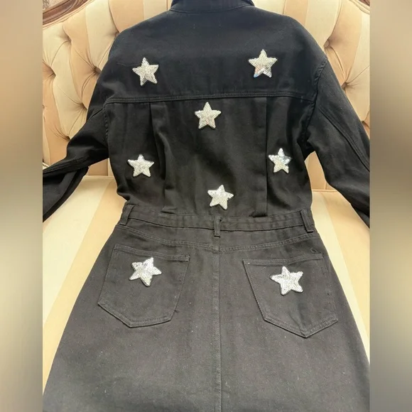 Buddy Love Black Star-Studded Jean Dress - Picture 3 of 9